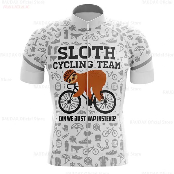 Maglie ciclismo Maglie ciclismo Uomo Divertente Sloth Team Maglia estiva manica corta da bici Maillot Ropa Ciclismo Bici da strada Camicie ciclismo 231109