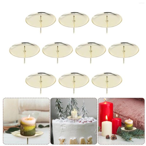 Castiçais 10 Pcs Titular Decorações de Bolo Casa Castiçal Decorativo Pilar Redondo Ferro