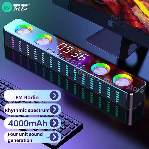 Bilgisayar Hoparlörleri RGB Kablosuz Saat Oyunu Bluetooth Hoparlör Bilgisayar ses çubuğu 3D Stereo Müzik Merkezi Subwoofer Ev Sineması Hoparlörü Soaiey A22 YQ231103