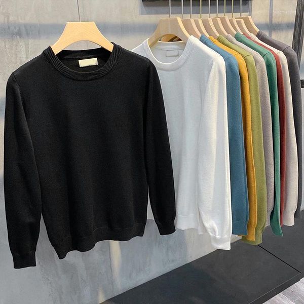 Maglioni da uomo Autunno Inverno Tinta unita Maglione O-Collo Moda Caldo Slim Fit Maglieria versatile Stile coreano Semplice Casual Pullover maschile