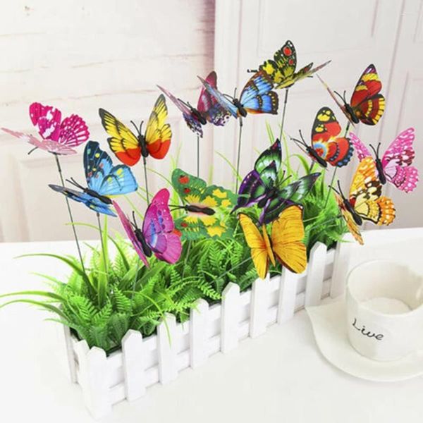 Bahçe Dekorasyonları Dekorasyon Kelebekleri Yard 100pcs 4cm Diy Peri Dekoru Ev Çim Süsleme Potu Açık PVC PARTİ