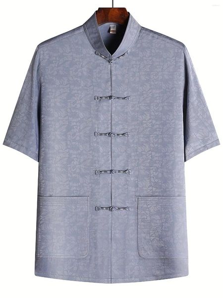 Ethnische Kleidung, lockeres, kurzärmliges Hemd mit Froschknöpfen, traditioneller chinesischer Tang-Anzug, Tai-Chi-Übung, Zen-Meditationsuniform