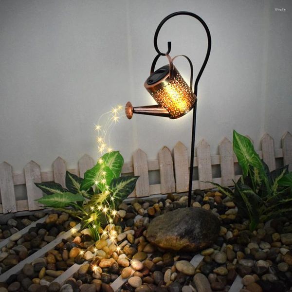 Decorazioni da giardino Lampada da doccia decorativa a LED a forma di bollitore a energia solare