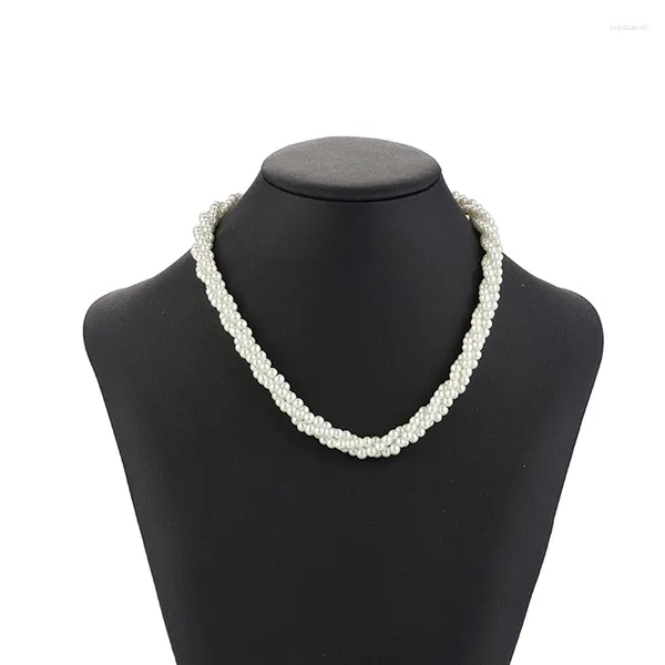 Колье в стиле ретро, многослойное жемчужное ожерелье, французская элегантная простая модная цепочка на ключицу из бисера