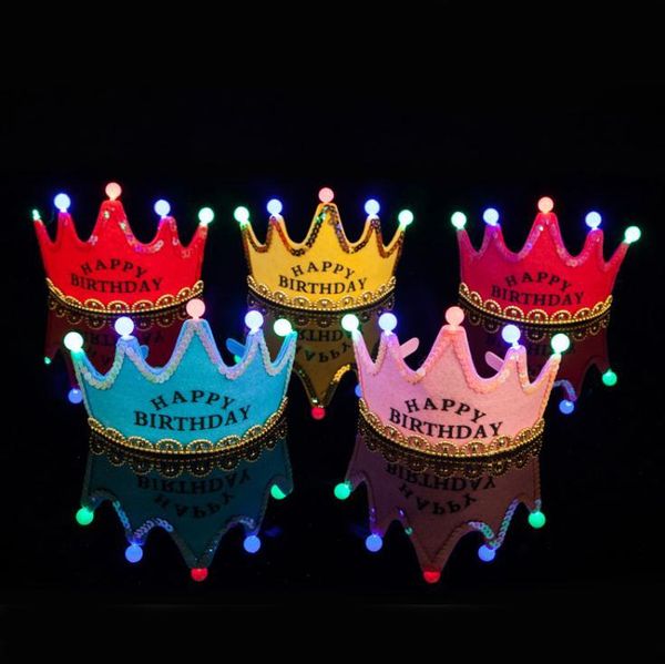 Led Crown Hat Natale Cosplay King Princess Crown Led Happy Birthday Cap Luminoso Led Christmas Hat Copricapo scintillante colorato 12 LL