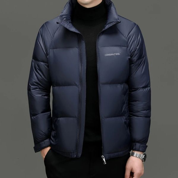 Herren-Daunenparkas, Herrenmode, urbane Herren-Daunenjacke, Stehkragen, weiße Entendaunen, leicht, koreanischer kurzer, mit Baumwolle gefütterter Mantel, Daunenjacke 231108