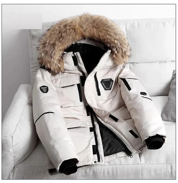 Homens para baixo Parkas -30 graus para baixo Parkas jaqueta de neve homens mulher inverno pato branco engrossar casaco de pele com capuz grosso quente blusão 231108