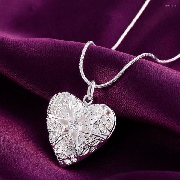 Подвески 45-70 см из стерлингового серебра 925 пробы с рисунком сердца Po в рамке, кулон, ожерелье для женщин, роскошные модные вечерние свадебные украшения, подарки