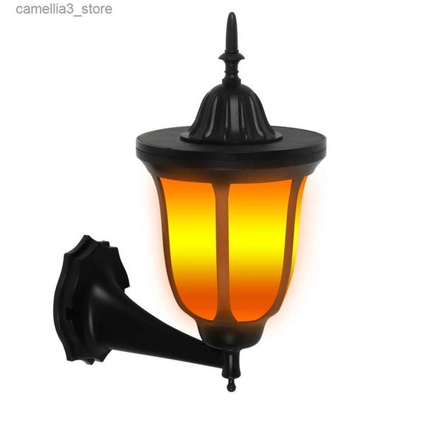 Luzes de parede solares 96 LED Chama cintilante Luzes solares Lâmpada de parede Ao ar livre À prova d'água Dança Luz noturna para porta de jardim Pátio Quintal LED Lâmpada solar Q231109