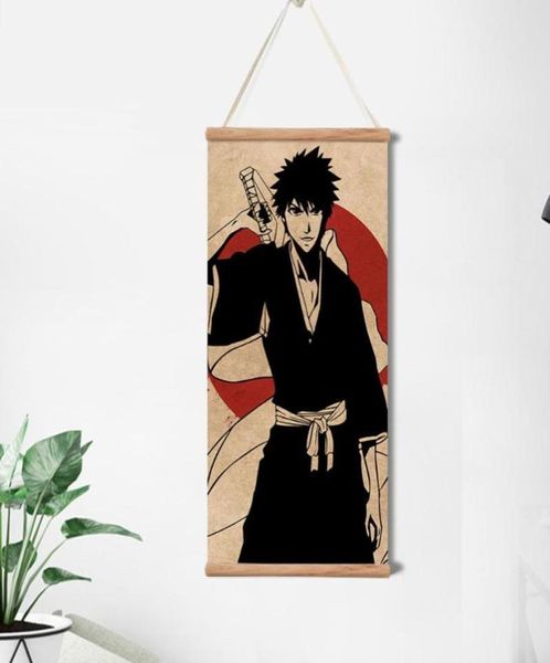 Dipinti Anime giapponesi BLEACH Ichigo Poster Stampa in legno massello Appeso su tela Scorrimento Pittura Immagini di arte della parete per soggiorno Ho8883054