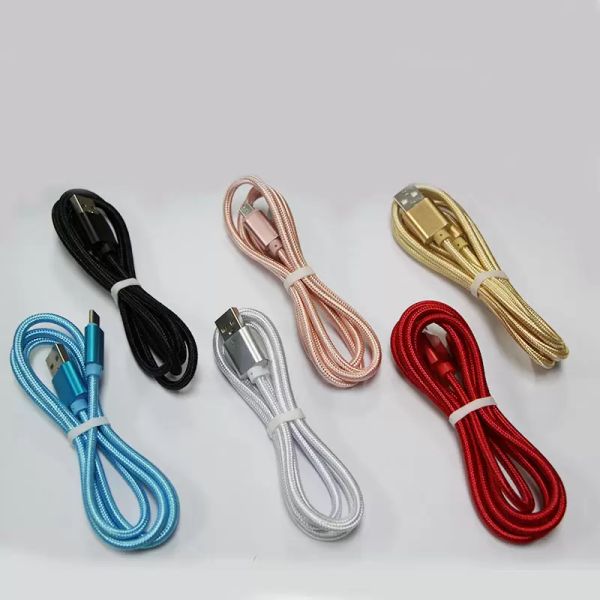 1M Typ C 3ft geflochtenes USB-Ladekabel Micro V8-Kabel Datenleitung Metallstecker zum Aufladen für Samsung S23 Note 20