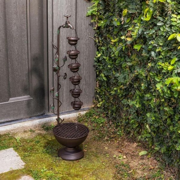 Decorazioni da giardino Alpine Corporation Fontana da pavimento a più livelli da appendere all'aperto in bronzo