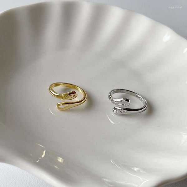 Кластерные кольца минималистские стили открыты для корректировки геометрии распятия для женщины золотая пара