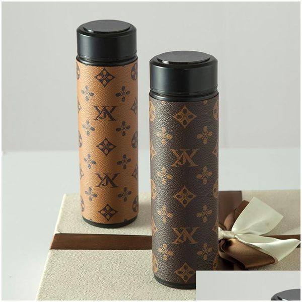 Wasserflaschen Modemarke Led Smart Tassen Temperaturanzeige Deckel Luxurys Designer Edelstahlbecher Kaffee Teetassen Insat Otieb