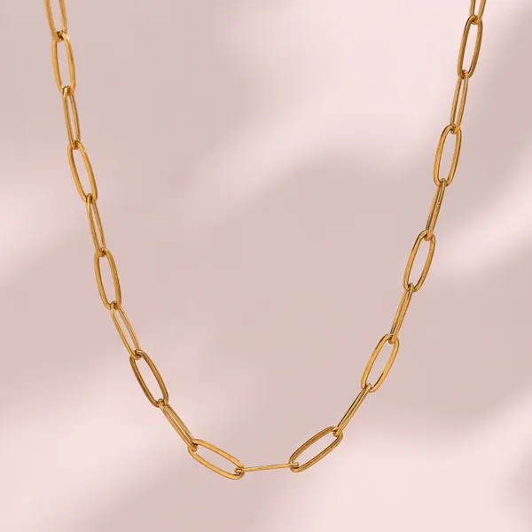 Halskette Ohrringe Set 2023 in Papierklammerkette Halsketten PVD 18K vergoldet Armbänder Edelstahl wasserdicht für Frauen