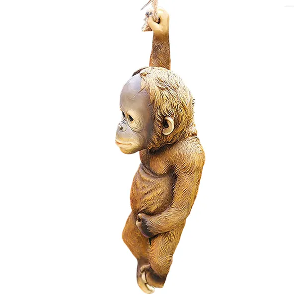 Садовые украшения, подвесная маленькая фигурка обезьяны, имитирующая форму, скульптура для наружного патио, двора