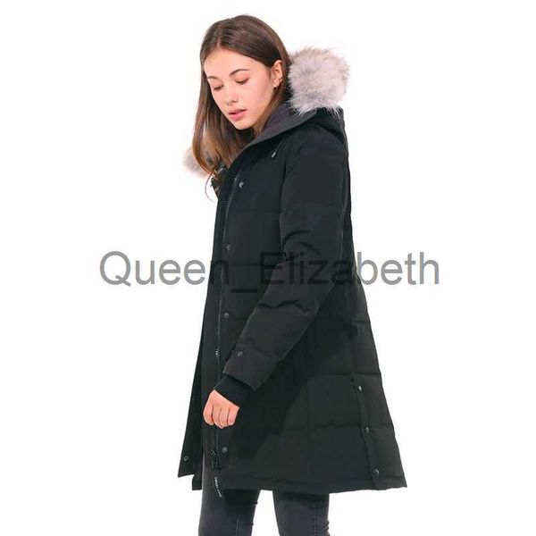 Damen Daunenparkas Designer Damen Pufferjacken Wintermantel Kanada Jacken Langes Fell Wolle Dickes warmes Fell Abnehmbare Daunenjacke mit Kapuze Rot Doudoune Femme Outwear Jac