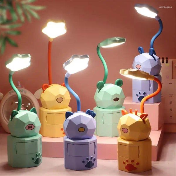 Lampade da tavolo Lampada a LED Luce soffusa Protezione per gli occhi a risparmio energetico Regolabile a 360 gradi Non abbagliante per la lettura da scrivania del regalo per bambini