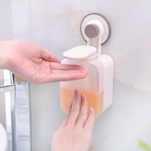 Dispenser di sapone liquido Portabottiglie sospeso a parete Ventosa Pompa per doccia Diffusore Shampoo Bagno Cucina