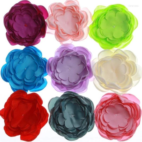 Accessori per capelli 200 pezzi 9,5 cm fiori di raso moda per clip brucia fasce in tessuto