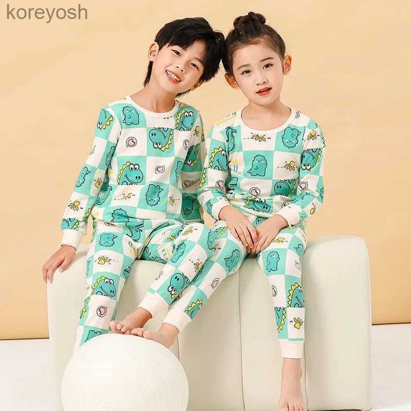 Pyjamas Baby Kinder Pyjamas Sets Baumwolle Jungen Nachtwäsche Anzug Winter Mädchen Pyjamas Cartoon Katze Pijamas T-shirt + Hosen 2 stücke Kinder KleidungL231111