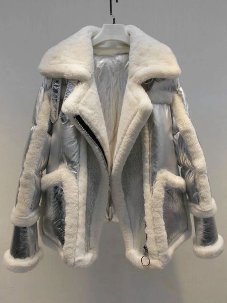 Frauen Pelz Faux OFTBUY 2023 Mode Daunenjacke Echte Natürliche Wolle Frauen Mantel Winter Doppelseitigen Echtes Leder Warme Streetwear 231108