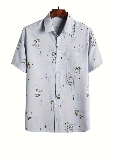 Abbigliamento etnico Camicia a maniche corte con motivo bambù Abito tradizionale cinese Tang Abiti Tai Chi Esercizio mattutino Meditazione Zen