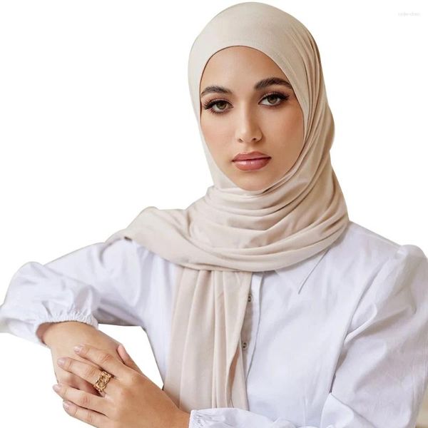Roupas étnicas Mulheres Camisa Muçulmana Hijabs Cachecol Elástico Simples Xales Envoltório Femme Musulman Hijab Lenço Turbante Islâmico Estolas