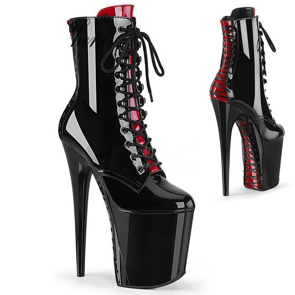 Stiefel 20 cm Pole Dance Schuhe Plattform Sexy Frauen Stripper Knöchel 8 Zoll High Heels Fetisch Mode Gothic Queen Schwarz 231109