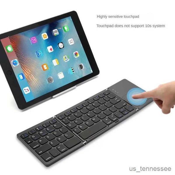 Tastaturen Tastaturen Drahtlose Bluetooth Dreifach klappbare Tastatur Computer Büro Stummschaltung Ultradünne tragbare Tastatur Drei Systeme R231109