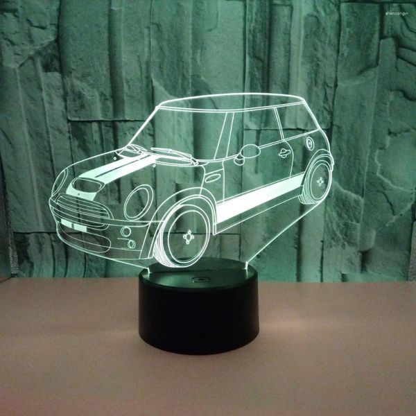 Nachtlichter Schlafzimmer Auto Kleines 3D-Nachtlicht Bunte Touch-Fernbedienung Geschenkleuchten Neuheit LuminariaKinderzimmer-LED-Lampe