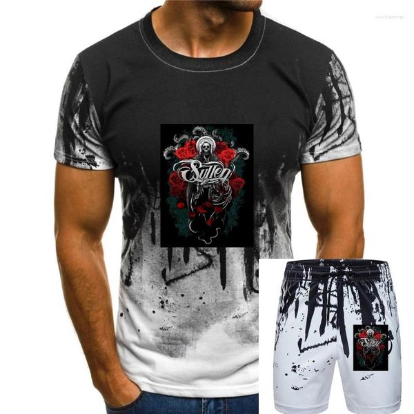 Tracksuits masculinos Roupas Sullen Poch Badge Crânio Caneta Pincel Mens Preto T-shirt S-3XL