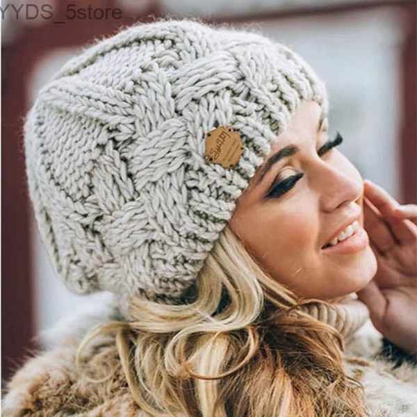 Gorro/bonés de crânio novo chapéu de inverno para mulheres de malha coreia gorro grosso crânios chapéu outono ao ar livre quente streetwear bonés vermelho preto branco rosa yq231108