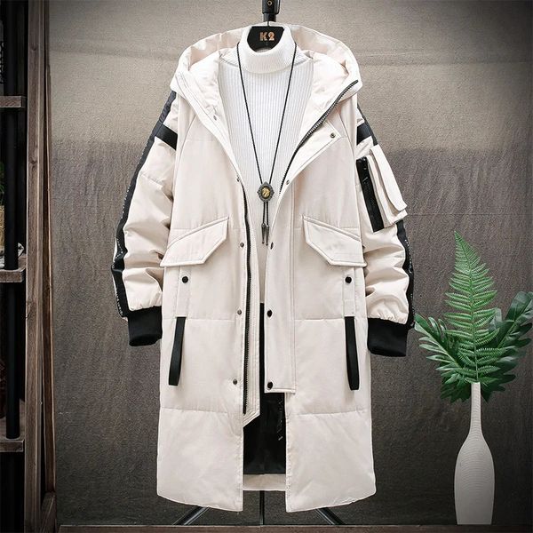 Parkas de plumón para hombre, chaqueta gruesa y cálida de plumón de pato blanco, chaquetas acolchadas con capucha, abrigo de invierno para hombre, Parka larga informal, abrigo para exteriores con múltiples bolsillos 231108