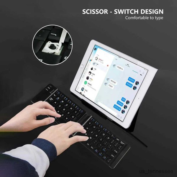 Teclados Teclados Mini Bluetooth Dobrável Teclado Portátil 180 Graus Dobrável Teclado Sem Fio para Tablet Celular R231109