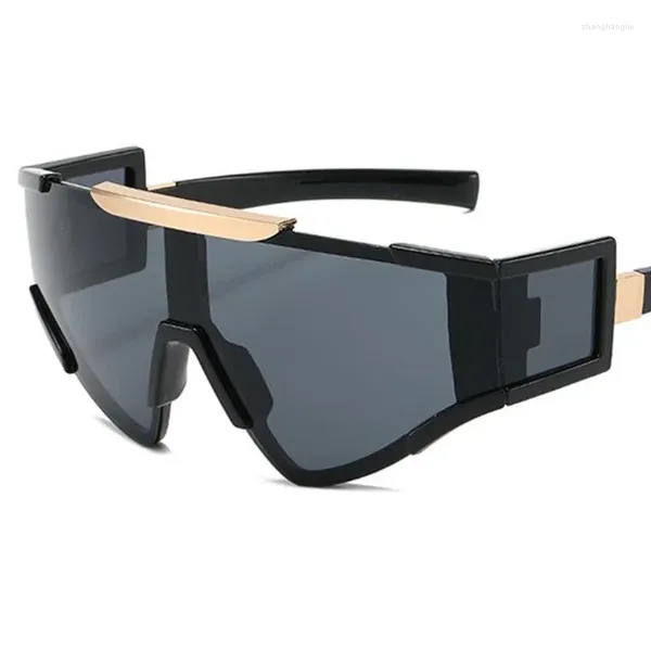 Sonnenbrille Unisex Sprort Sonnenbrille Siamesische Linse Anti-UV-Brille Personalisierte Fahrradbrille Übergroßer Rahmen Adumbral