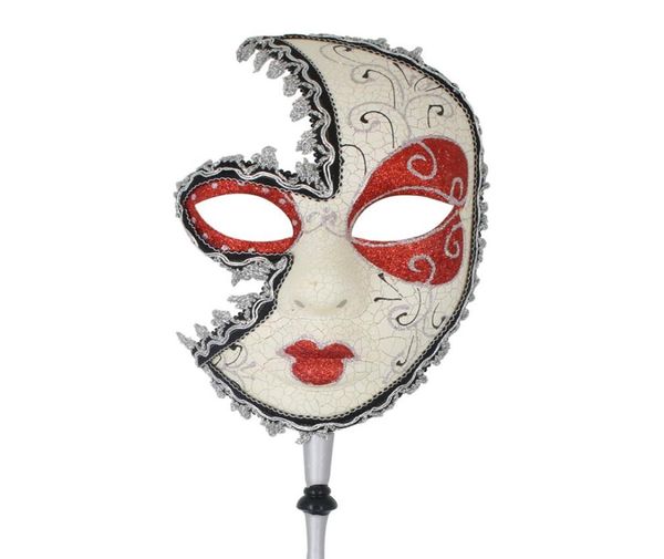 CMiracle Handheld venezianische Maskerademaske, tolle Halloween-Karnevalsparty-Karnevalsmaske287W4458231