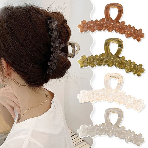 2023 New Large Size 13cm Grab Clip Senior Sense Style Sweet Chic Flower Hair Clip Shark Clip Forcine per capelli Accessori per capelli