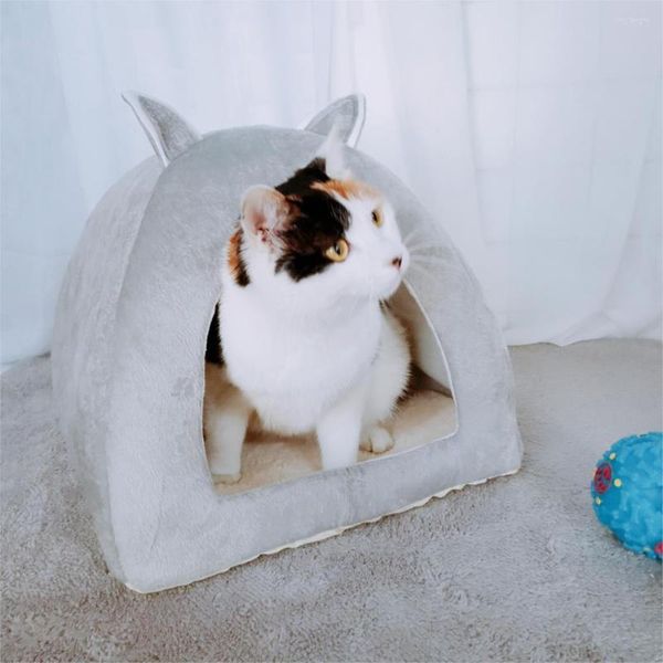 Katzenbetten Drop Foldable 2-in-1 Pet Bed Indoor Kitten House Warm Small For Cats Dogs Nest Cave Sleeping Plüsch Mats