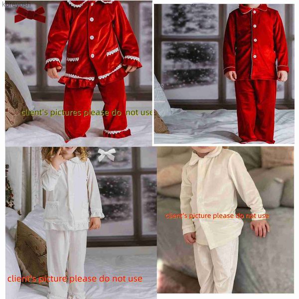 Pijamas 2023 inverno pj crianças pijamas de natal família pijamas conjunto para mulheres menina bebê menino masculino pijamas vermelho branco veludo lounge wearl231109