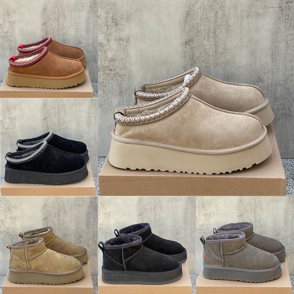 Couro genuíno de alta qualidade lã tazz tasman chinelos designer sandálias mulheres plataforma sliders chinelo tasman mens slides designer mulheres pantoufle tamanho 35-44