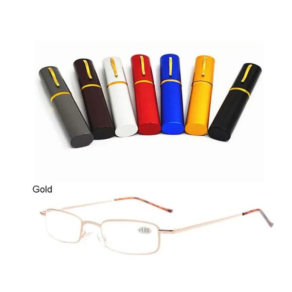 Mini Tasarım Okuma Gözlükleri Erkek Kadınlar Katlanan Küçük Gözlükler Çerçeve Siyah Metal Gözler Kalem Kutusu Gafas