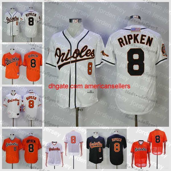 Бейсбольные майки Винтаж Cal Ripken Jr. 1975 1989 2001 Белый черный апельсиновый пул.