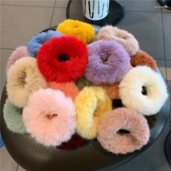 Accessori per capelli Donna Imitato Peluche Autunno Corda colorata Elastico Ragazze Soffici Scrunchies Fascia invernale Pelliccia Calda capigliatura