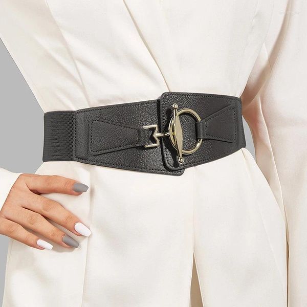 Cintos Mulheres Cinto Largo Simples Elástico Cinch Cintura Camisola Vestido Versátil Cinto Decorativo Senhoras Retro Stretch Cintura