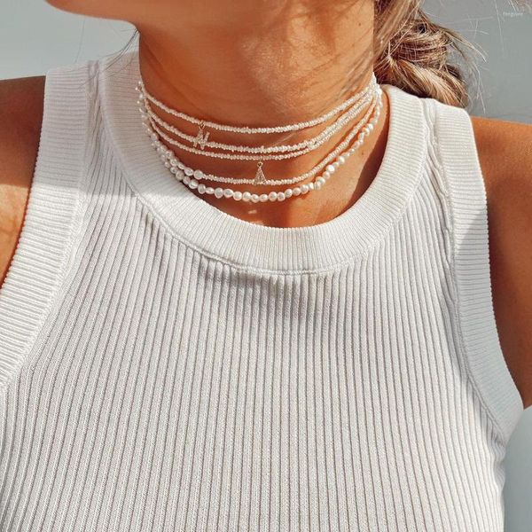 Anhänger Halsketten Bohemian Kristall Name Anfangsbuchstabe Halskette Für Frauen Künstliche Natürliche Form Perlen Choker Modeschmuck Geschenk