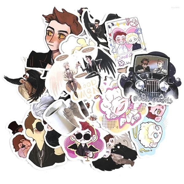 Geschenkpapier, 20 Stück, Good Omens-Aufkleber, Paster, Cartoon-Figuren, Anime-Film, lustige Abziehbilder, Scrapbooking, DIY, Telefon, Laptop, wasserdichte Dekoration