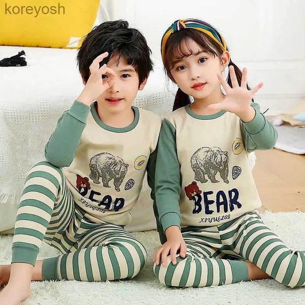 Pigiama Autunno Bambini Pigiama Ragazze Ragazzo Cotone Indumenti da notte Biancheria intima per bambini Set Orso polare Animale Pigiama Set Abbigliamento per bambini 2 pezzi Top PantaloniL231109