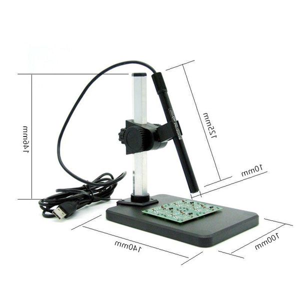 Microscopio digitale USB Freeshipping 1-600X HD con lente di ingrandimento per endoscopio per webcam con luminosità regolabile a 8 LED per il rilevamento della manutenzione Ashxm