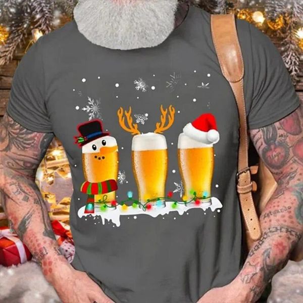Мужские футболки, винтажные мужские рождественские наряды, одежда с рисунком Санта-Клауса, уличная одежда в стиле хип-хоп, очень большие мужские рубашки с круглым вырезом, футболки 2023